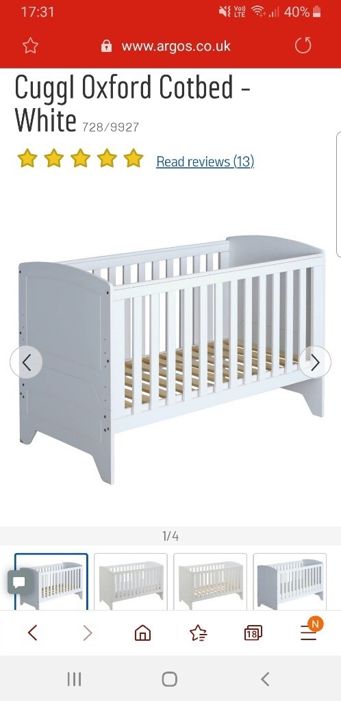 argos white cot